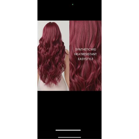 26 inch burgundy/wine colored synthetic wig heat resistant ￼ - Picture 5 of 11